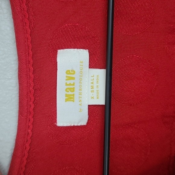 Maeve by Anthropolgie Red Ruffle Polka Dot Top - Picture 4 of 10